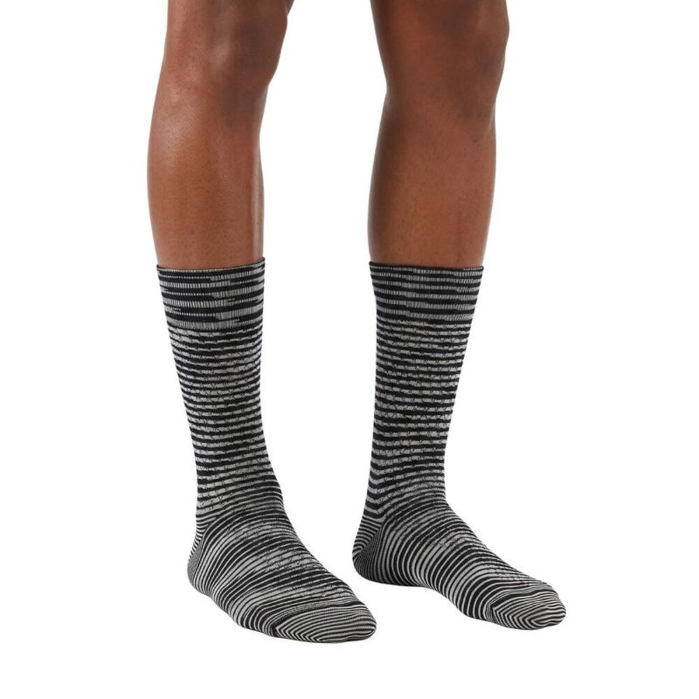 Missoni White Black Mens Textured Stripe Crew Socks -S
